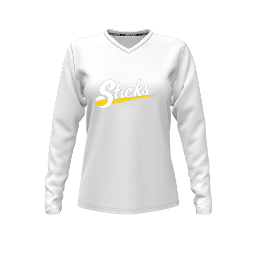 [FTLVCFWH-FYXS-LOGO1] Comfort T-Shirt (Female Youth XS, White, V Neck, Logo 1, Long Sleeve)