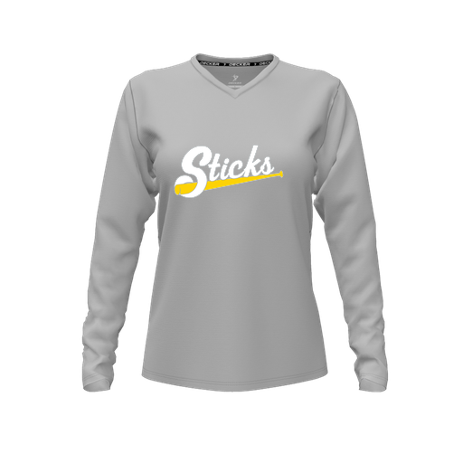 [FTLVCFGY-FYXS-LOGO1] Comfort T-Shirt (Female Youth XS, Gray, V Neck, Logo 1, Long Sleeve)