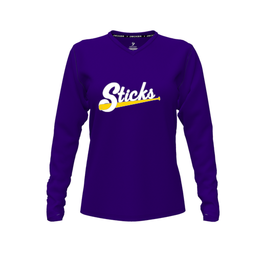 [FTLVPTPP-FYXS-LOGO1] Decker Performance T-Shirt (Female Youth XS, Purple, V Neck, Logo 1, Long Sleeve)