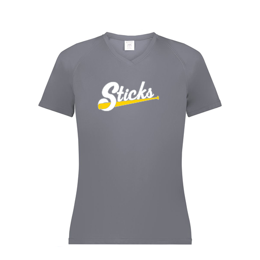 [2792.059.XS-LOGO1] Ladies Smooth Sport V-Neck T-Shirt (Female Adult XS, Gray, Logo 1)