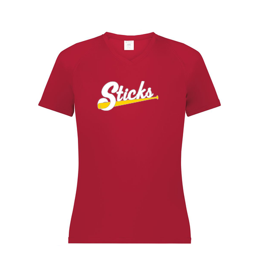 [2792.083.XS-LOGO1] Ladies Smooth Sport V-Neck T-Shirt (Female Adult XS, Red, Logo 1)