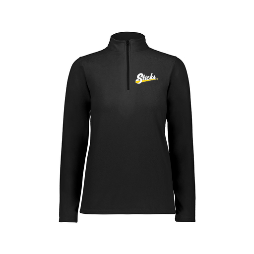 [6864.080.XS-LOGO1] Ladies MicroFleece 1/4 Zip Pullover (Female Adult XS, Black, Logo 1)