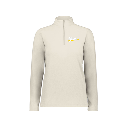 [6864.53T.XS-LOGO1] Ladies MicroFleece 1/4 Zip Pullover (Female Adult XS, White, Logo 1)