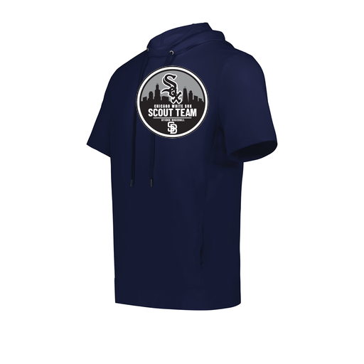 [222505.065.S-LOGO3] Men's Venturs Soft Knit Short Sleeve Hoodie (Adult S, Navy, Logo 3)