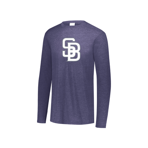 [3076.72N.S-LOGO2] Youth LS Ultra-blend T-Shirt (Youth S, Navy, Logo 2)