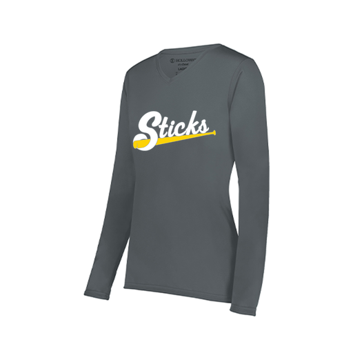 [222824.059.S-LOGO1] Ladies LS Smooth Sport Shirt (Female Adult S, Gray, Logo 1)