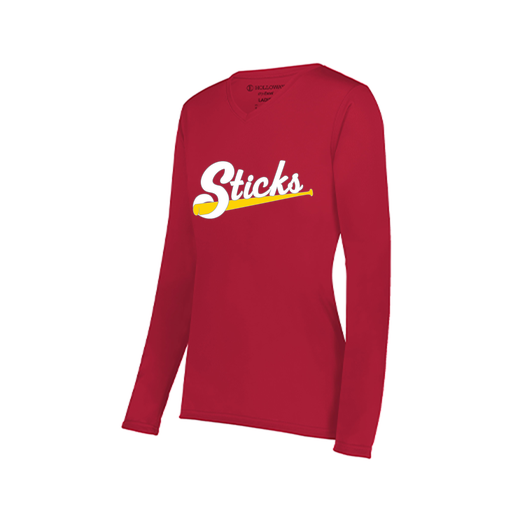 [222824.083.S-LOGO1] Ladies LS Smooth Sport Shirt (Female Adult S, Red, Logo 1)