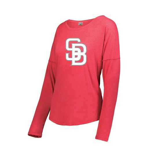 [FTLCUBRD-FAS-LOGO2] Ladies LS Ultra-blend T-Shirt (Female Adult S, Red, Logo 2)