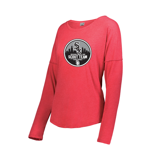 [FTLCUBRD-FAS-LOGO3] Decker Women's Tri-Blend T-Shirt - Long Sleeve (Female Adult S, Red, Logo 3)