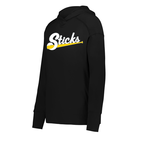 [222798.080.XS-LOGO1] Ladies Ventura Thin Knit Hoodie (Female Adult XS, Black, Logo 1)